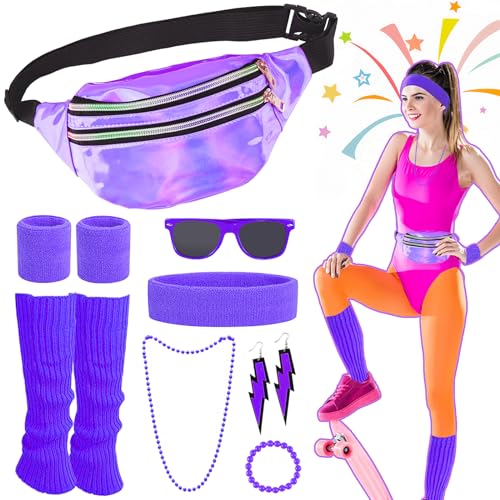 Grantop Damen 80er Jahre Outfit Set, 80er Jahre Kostüm Damen mit Accessoires für Karneval Party Grantop Damen 80er Jahre Outfit Set, 80er Jahre Kostüm Damen mit Accessoires für Karneval Party von Grantop