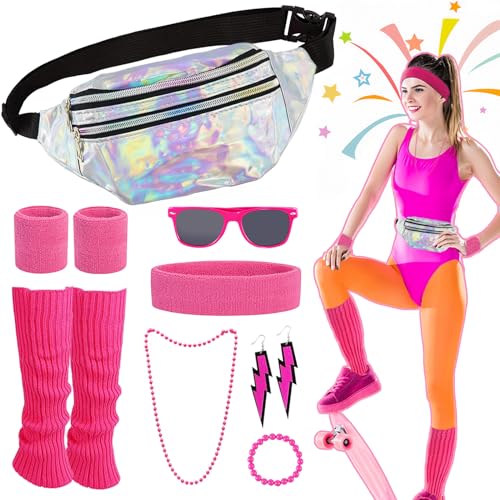 Grantop Damen 80er Jahre Kostüm Set, 80er Jahre Kleidung Damen Set mit Hüfttasche, Beinwärmer, Armbänder, Brille, Stirnband, Halskette, Ohrringe und Armbänder für Karneval Party Grantop Damen 80er Jahre Kostüm Set, 80er Jahre Kleidung Damen Set mit Hüfttasche, Beinwärmer, Armbänder, Brille, Stirnband, Halskette, Ohrringe und Armbänder für Karneval Party von Grantop