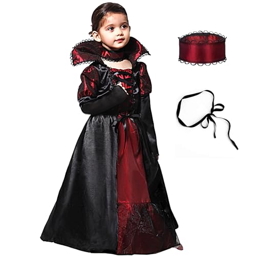 Vampir Kostüm Mädchen,Königin Kostüm Vampir Kleid,mit Vampir Halskette und Band,Gothic Vampirkostüm Dracula Kostüm Kinder,Vampirkostüm Halloween Verkleidung,für Mädchen Fasching Karneval Cosplay Vampir Kostüm Mädchen,Königin Kostüm Vampir Kleid,mit Vampir Halskette und Band,Gothic Vampirkostüm Dracula Kostüm Kinder,Vampirkostüm Halloween Verkleidung,für Mädchen Fasching Karneval Cosplay von Grantop