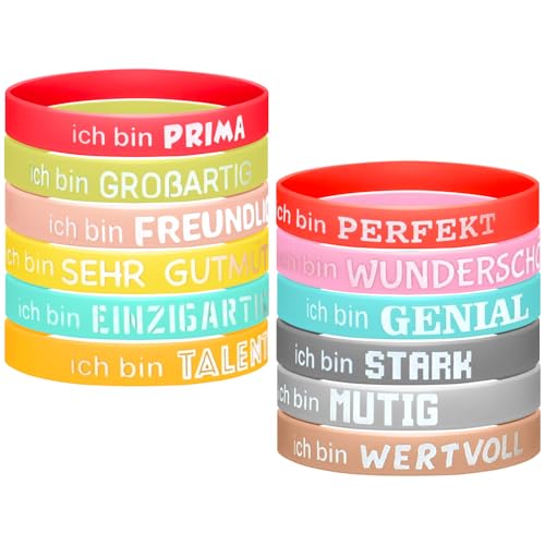 Graplan 36 Stück Motivationsarmbänder auf Deutsch, Silikon Armbänder mit Inspirierenden Sprüchen, Motivierendes Silikonarmband, Mutmacher Geschenke, Party Mitgebsel für Teenager Graplan 36 Stück Motivationsarmbänder auf Deutsch, Silikon Armbänder mit Inspirierenden Sprüchen, Motivierendes Silikonarmband, Mutmacher Geschenke, Party Mitgebsel für Teenager von Graplan