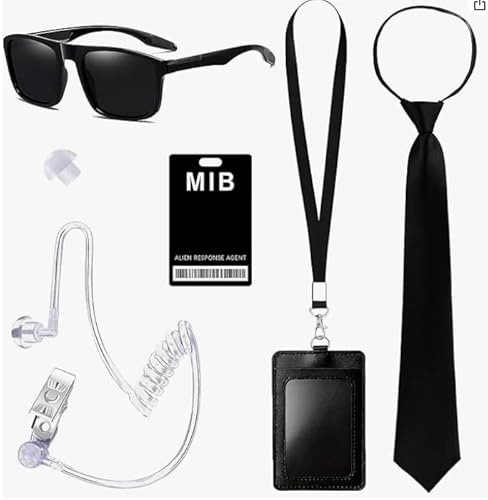 Graplan Agent Accessories Set, MiB Kostüm Zubehör Set, Spion Kostüm Set für Männer und Frauen, Geheimagent Accessories mit Schwarz Sonnenbrille, Krawatte, Kopfhörer, MIB-Karte, Cosplay Role Set für F Graplan Agent Accessories Set, MiB Kostüm Zubehör Set, Spion Kostüm Set für Männer und Frauen, Geheimagent Accessories mit Schwarz Sonnenbrille, Krawatte, Kopfhörer, MIB-Karte, Cosplay Role Set für F von Graplan