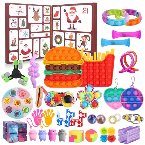 Adventskalender 2024 Mit 24 Pcs Fidget Toys - Weihnachten Countdown Kalender Von Sensorischen Überraschungen Geeignet Für Kinder, Jungen, Mädchen - Weihnachtsfeier Geschenke von Grarain