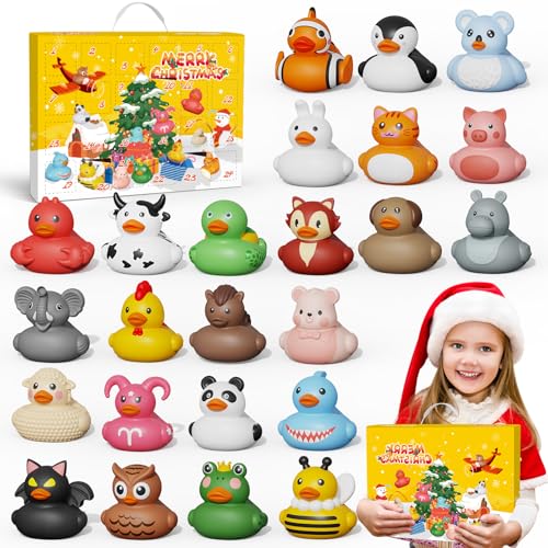 Grarain Weihnachts Adventskalender Enten Badeenten Adventskalender Baby Adventskalender 24 Stück Quietscheente Weihnachten Gummiente Weihnachtskalender Christmas für Kinder Jungs Mädchen von Grarain