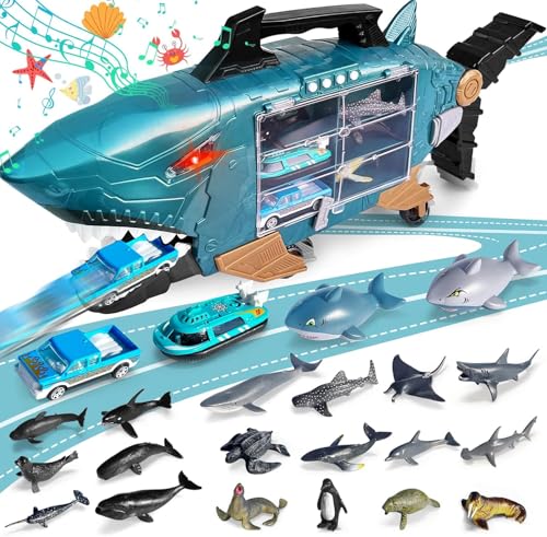 Shark Truck Toys Hai Spielzeug mit LED und Musik Auto Spielzeug für Kinder Monstertruck mit 2 LKW Spielzeug, 2 Hai Spielzeugautos, 18 Meerestiere Autotransporter Spielzeug für 3 Jahre alte Shark Truck Toys Hai Spielzeug mit LED und Musik Auto Spielzeug für Kinder Monstertruck mit 2 LKW Spielzeug, 2 Hai Spielzeugautos, 18 Meerestiere Autotransporter Spielzeug für 3 Jahre alte von Grarain
