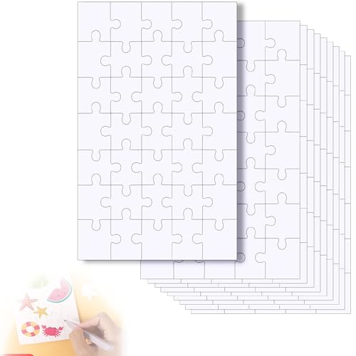 10 Stück Personalisiertes Puzzle Selber Gestalten Blanko, Fotopuzzle Mit Eigenem Bild, Komplett Weißes Puzzle,DIY Puzzle,Bemalbares Puzzle 15 x 10cm,Jedes Stück Von 35 Stück,Kinder von Grasslandy