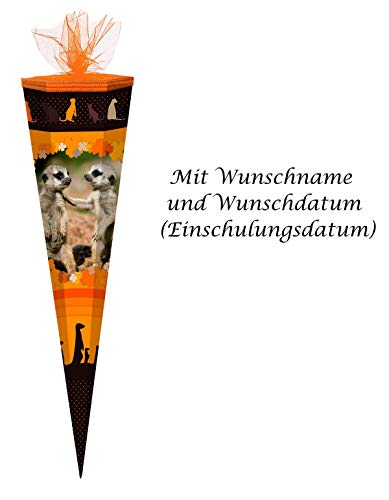 Schultüte mit Gravur / Zuckertüte / 85cm / eckig / "Erdmännchen" Schultüte mit Gravur / Zuckertüte / 85cm / eckig / "Erdmännchen" von Gravur by Livepac Office