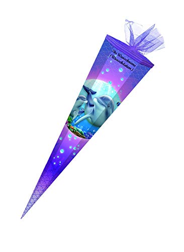 Schultüte mit Namensgravur - Zuckertüte - 85cm - eckig - "Delfin" Schultüte mit Namensgravur - Zuckertüte - 85cm - eckig - "Delfin" von Gravur by Livepac Office