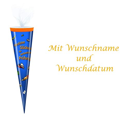 Schultüte mit gold gefärbter Gravur / 35cm / rund / "Bestanene Prüfung" Schultüte mit gold gefärbter Gravur / 35cm / rund / "Bestanene Prüfung" von Gravur by Livepac Office