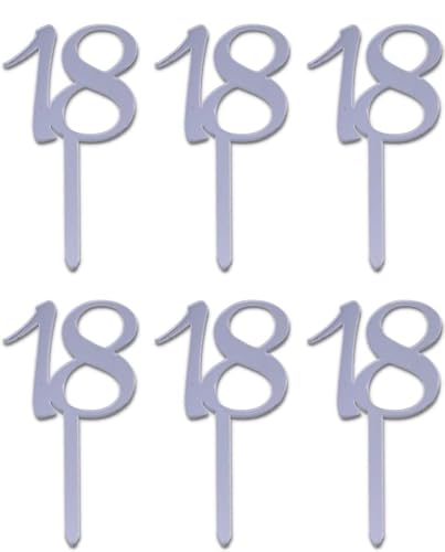 Mini Cake Topper 18 Silber 6 Stück von Graziano