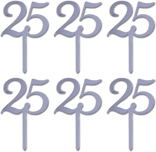 Mini Cake Topper 25 Silber 6 Stück Mini Cake Topper 25 Silber 6 Stück von Graziano