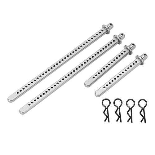 Grcfumo 4 PCS RC -Autoschalensäule, Aluminiumlegierung RC Car Shell -Säule, Mehrfachpositionierungslöcher Heck verlängertes Körper nach der Montierung für SCX10 90046 1/10 RC -Auto von Grcfumo