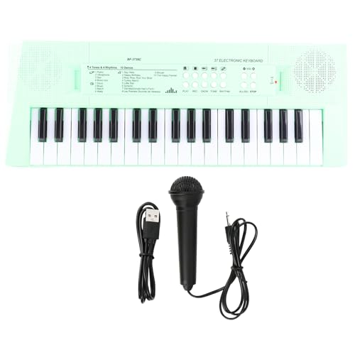 Grcfumo Elektronisches Organ, 37 Schlüsselklavier -Tastatur mit Mikrofon, tragbares Musikspielzeug für musikalische Bildung für Kinder (Green) von Grcfumo