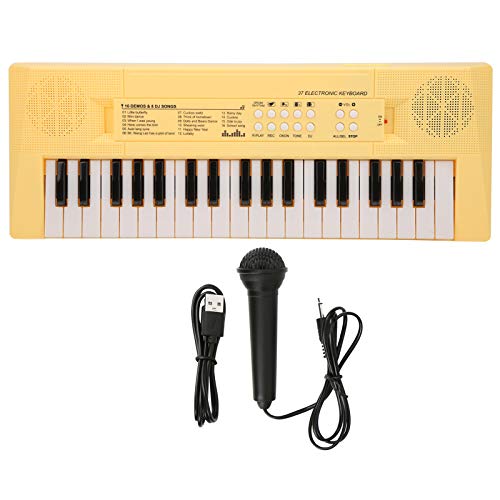 Grcfumo Elektronisches Organ, 37 Schlüsselklavier -Tastatur mit Mikrofon, tragbares Musikspielzeug für musikalische Bildung für Kinder (Yellow) von Grcfumo