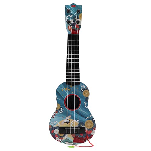Grcfumo Kids Toy Ukulele, Mini Plastikgitarren -Musikinstrument, modische Kinder 4 -Streich -Spielzeuggitarre für Kinder im Vorschulalter (Blau) von Grcfumo