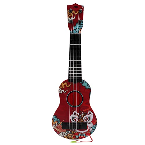 Grcfumo Kids Toy Ukulele, Mini Plastikgitarren -Musikinstrument, modische Kinder 4 -Streich -Spielzeuggitarre für Kinder im Vorschulalter (Rot) von Grcfumo