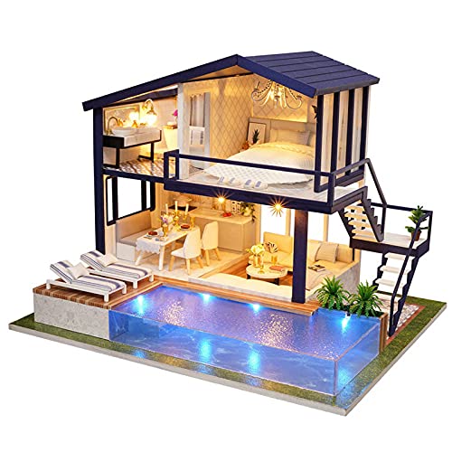 Grcfumo Miniatur-Puppenhausbau, buntes Holz-Montagehaus, Kinder-Montage-Villa-Gebäude für Erwachsene und Kinder Grcfumo Miniatur-Puppenhausbau, buntes Holz-Montagehaus, Kinder-Montage-Villa-Gebäude für Erwachsene und Kinder von Grcfumo