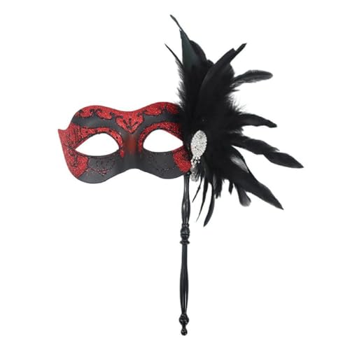 Federn Maskerade Maske Halloween Ball Maske Weihnachten Kostüm Party Masken Für Paare Frauen Mardi Gras Masken Mit Stock Mardi Gras Kostüm Zubehör Set Für Männer Erwachsene Frauen von Greabuy