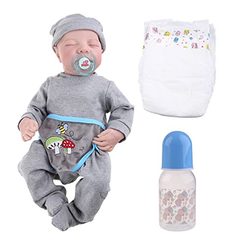 Greabuy 19 Zoll Realistisch Für Geschlossene Augen Schlafen Junge Weiches Silikon Baby Süßes Spielzeug Geschenk Babyspielzeug von Greabuy