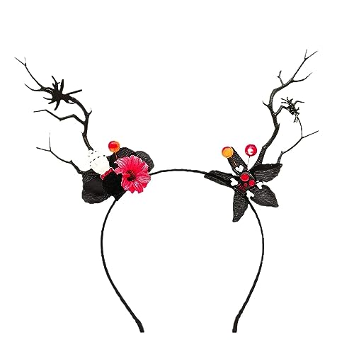 Greabuy Blume Stirnband Fotostudio Requisiten Cosplay Mädchen Dunkles Laub Kopfbedeckung Weihnachten Kostüm Zubehör Ohren von Greabuy