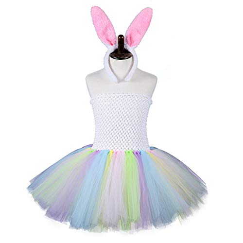 Greabuy Buntes trägerloses Kleid für Kinder und Mädchen, mit Ohren, Stirnband, Ostern, Halloween, Party, Cosplay-Kostüm Greabuy Buntes trägerloses Kleid für Kinder und Mädchen, mit Ohren, Stirnband, Ostern, Halloween, Party, Cosplay-Kostüm von Greabuy