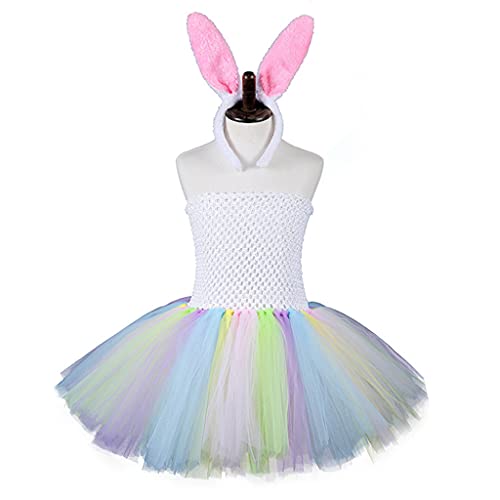Greabuy Buntes trägerloses Kleid für Kinder und Mädchen, mit Ohren, Stirnband, Ostern, Halloween, Party, Cosplay-Kostüm Greabuy Buntes trägerloses Kleid für Kinder und Mädchen, mit Ohren, Stirnband, Ostern, Halloween, Party, Cosplay-Kostüm von Greabuy