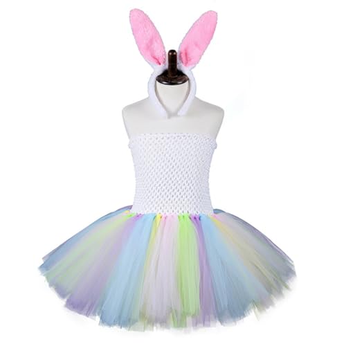 Greabuy Buntes trägerloses Kleid für Kinder und Mädchen, mit Ohren, Stirnband, Ostern, Halloween, Party, Cosplay-Kostüm Greabuy Buntes trägerloses Kleid für Kinder und Mädchen, mit Ohren, Stirnband, Ostern, Halloween, Party, Cosplay-Kostüm von Greabuy