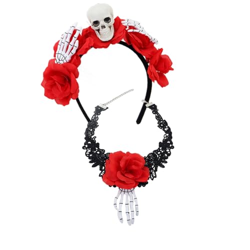 Greabuy Dias des Los Muerto Kostüm Halloween Verkleidung Cosplay Tag der Toten Zubehör Sugar Skull Stirnband Tag der Toten Senorita Kostüm Greabuy Dias des Los Muerto Kostüm Halloween Verkleidung Cosplay Tag der Toten Zubehör Sugar Skull Stirnband Tag der Toten Senorita Kostüm von Greabuy