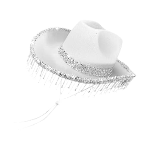 Greabuy Eleganter Braut-Strass-Partyhut mit Quasten, Spitzen-Design für Hochzeit, Party, weicher Stoff, Panama von Greabuy