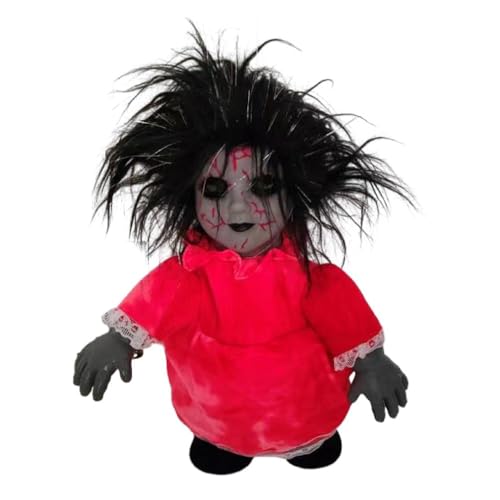 Greabuy Elektrische GhostDoll CreepyWalking Spielzeugfigur Neuheit Gadget Halloween Requisiten Horrorpuppe Spukzimmer Dekoration Halloween Requisiten Halloween Dekoration von Greabuy