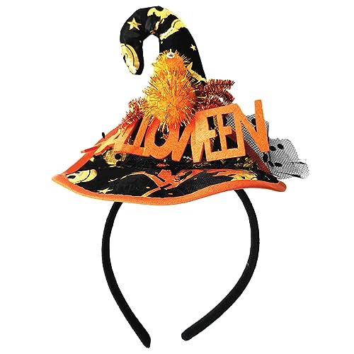 Greabuy Haarreif für Damen, Gothic-Stil, Halloween, Fotoshootings, Hexenhut und Spinnen, Gelb, Tag der Toten, Kopfschmuck des Totenkopfes der Dekorationen von Greabuy