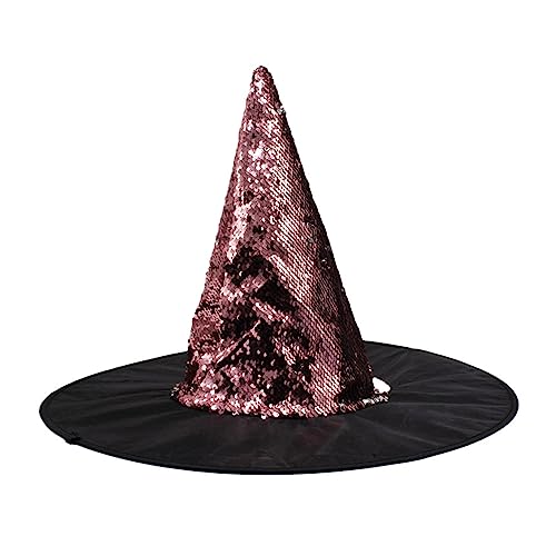 Greabuy Hexenhüte, Halloween-Kostüm, Zubehör für Halloween, Party-Dekorationen, Hut mit flackernden Pailletten für Maskerade, schwarzer Hut für Damen Greabuy Hexenhüte, Halloween-Kostüm, Zubehör für Halloween, Party-Dekorationen, Hut mit flackernden Pailletten für Maskerade, schwarzer Hut für Damen von Greabuy