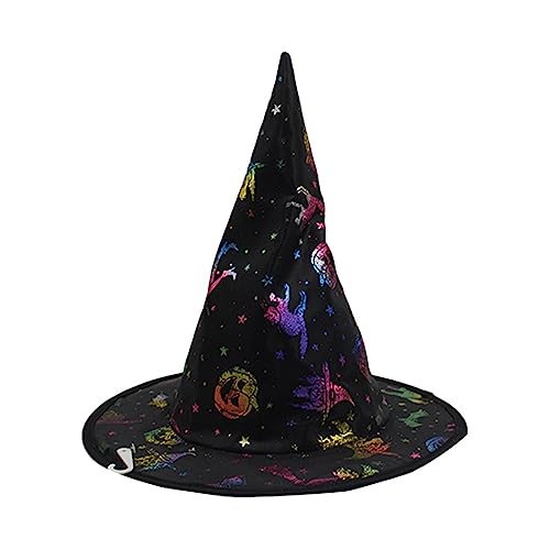 Greabuy Hexenhüte, Halloween-Kostüm, Zubehör für Halloween, Party-Dekorationen, Hut mit flackernden Pailletten für Maskerade, schwarzer Hut für Damen Greabuy Hexenhüte, Halloween-Kostüm, Zubehör für Halloween, Party-Dekorationen, Hut mit flackernden Pailletten für Maskerade, schwarzer Hut für Damen von Greabuy