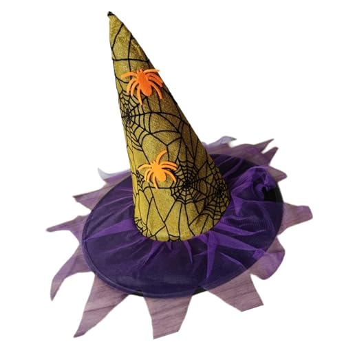 Greabuy Hexenhut für Halloween, Party, Spinnennetze, Zauberermütze, Cosplay, Kostüm, Zubehör, Kopfbedeckung, Maskeraden, Hut, Festival, Halloween, Kopfbedeckung von Greabuy