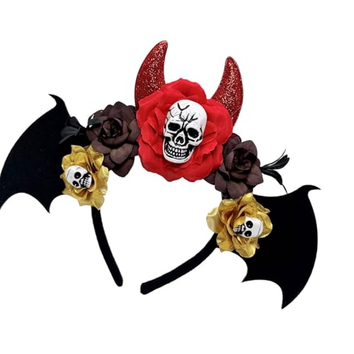 Greabuy Kopfschmuck mit Totenkopf-Motiv für Cosplay, Event, Tag der Toten, Blumen-Haarband für Halloween, Party, Feier, Bühne, Perfomermances, Halloween-Party-Kopf-Zubehör Greabuy Kopfschmuck mit Totenkopf-Motiv für Cosplay, Event, Tag der Toten, Blumen-Haarband für Halloween, Party, Feier, Bühne, Perfomermances, Halloween-Party-Kopf-Zubehör von Greabuy
