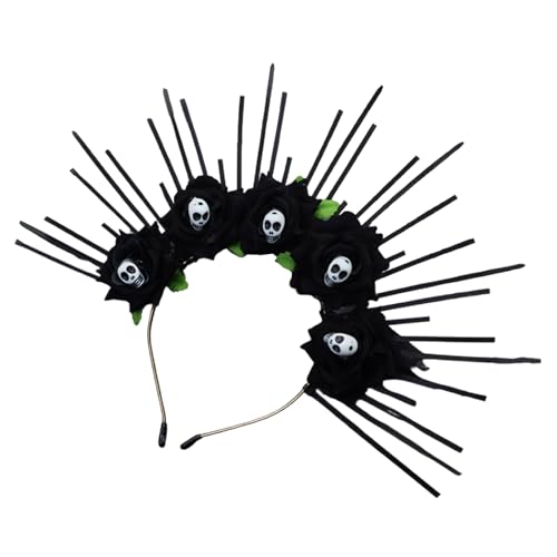 Greabuy Kronen Stirnband für Frauen Totenkopf Blume Halloween Stirnband Dunkle Serie Haarband Tiaras Kopfbedeckung Party Kostüm Greabuy Kronen Stirnband für Frauen Totenkopf Blume Halloween Stirnband Dunkle Serie Haarband Tiaras Kopfbedeckung Party Kostüm von Greabuy