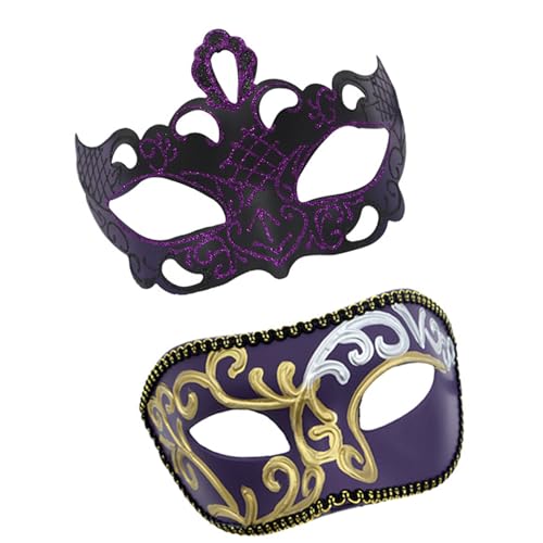 Greabuy Paar-Maskerade für Damen und Herren, Halloween, halbes Gesicht, Auge, für Halloween, Hochzeit, Abschlussball, Party von Greabuy
