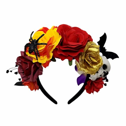 Greabuy Realistisches Kunstblumen-Haarband mit Totenkopf für Halloween-Partys Kostümzubehör Dark Series Rollenspiel von Greabuy
