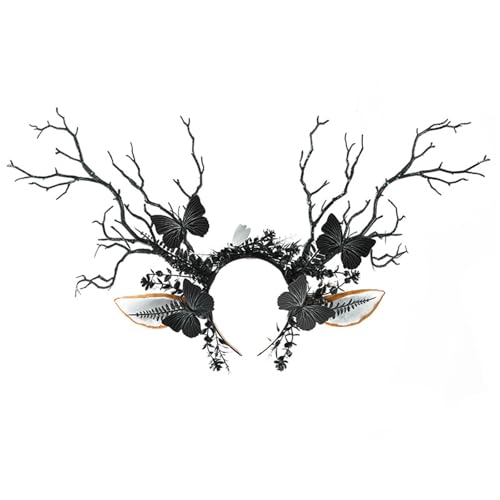 Greabuy Schmetterlings-Blumen-Haarbänder, dunkles Zweig-Design, für Halloween-Partys, Rollenspiele, Events und Themen von Greabuy