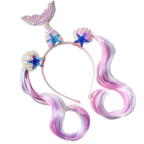 Greabuy Schönes gehörntes Stirnband für kleine Mädchen mit Fischschwanz-Designs, Cartoon-Haarreif für Geburtstagsfeiern und Mottos Greabuy Schönes gehörntes Stirnband für kleine Mädchen mit Fischschwanz-Designs, Cartoon-Haarreif für Geburtstagsfeiern und Mottos von Greabuy