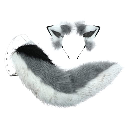 Greabuy Simulation Tier Ohren Stirnband Schwanz Anzug Hund Ohr Kopfschmuck Plüsch Schwanz Set für Maskerade Ball Cosplay Kleid Greabuy Simulation Tier Ohren Stirnband Schwanz Anzug Hund Ohr Kopfschmuck Plüsch Schwanz Set für Maskerade Ball Cosplay Kleid von Greabuy