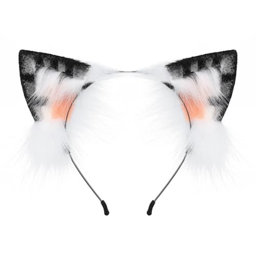 Greabuy Tier-Cosplay-Kostüme, Kunstpelze, Katze, Füchse, Wolf, pelziger Schwanz und Ohren, Stirnband für Halloween-Party-Kostüm Greabuy Tier-Cosplay-Kostüme, Kunstpelze, Katze, Füchse, Wolf, pelziger Schwanz und Ohren, Stirnband für Halloween-Party-Kostüm von Greabuy