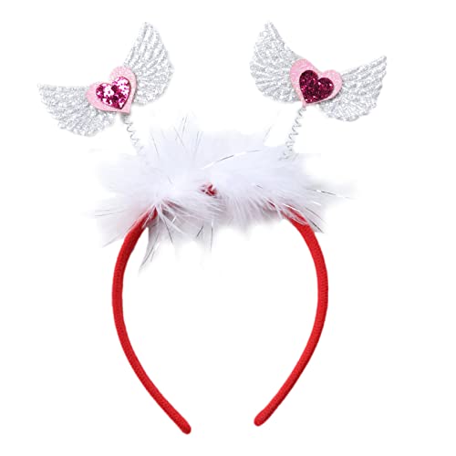 Greabuy Valentinstag-Herz-Stirnband, rotes Herz-Dekor, Flügelantennen mit Party-Requisiten, Urlaub, Geburtstag, Kostüm-Zubehör von Greabuy