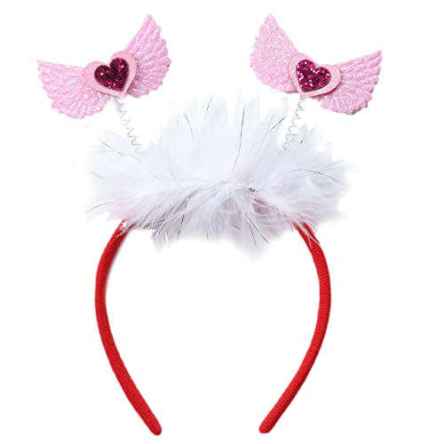Greabuy Valentinstag-Herz-Stirnband, rotes Herz-Dekor, Flügelantennen mit Party-Requisiten, Urlaub, Geburtstag, Kostüm-Zubehör von Greabuy
