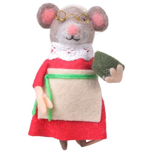 Greabuy Weihnachtsnadel Felted Dolls Wolle Mäuse Figur Ornament Nadel Filling Tierfigur Spielzeug Weihnachtsdekoration Film Charakter Ornament von Greabuy