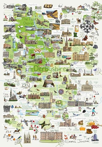 Emma Joustra Puzzle 'Derbyshire Map' 1000 Teile | Great British Jigsaws | Kleinserie hergestellt | Nachhaltige Puzzles von Great British Jigsaws