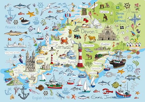 Great British Jigsaws Emma Joustra Puzzle „Devon & Cornwall“, 1000 Teile von Great British Jigsaws