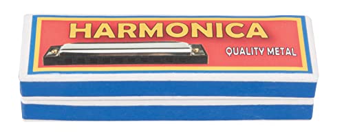 4M Mundharmonika - Metall - Harmonika - Blau, Rot, Silber - Für Kinder ab 3 Jahren von Great Gizmos