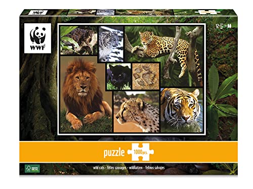 Ambassador World Wildlife Fund 7230057 Wildkatzen, 1000 Teile Puzzle für Erwachsene und Kinder ab 10 Jahren, WWF, Löwe, Tiger, Leopard, Gepard von Great Gizmos