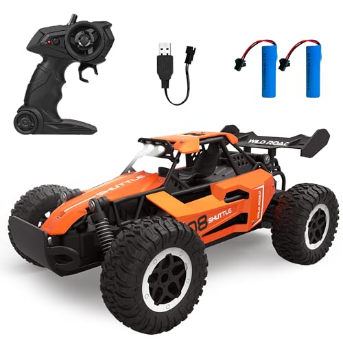 Great-JUNAMT rc Car Ferngesteuertes Auto RC Autos 1:16 Offroad Monster Truck LED-Scheinwerfer RC Auto Spielzeug 20 km/h Geschenk für Kinder Jungen 3 4 5-12 (Schwarz) (Orange) von Great-JUNAMT