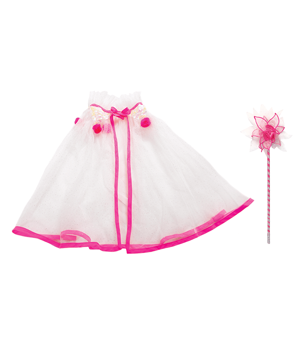 Cape mit Zauberstab, weiß-pink, S-M Cape mit Zauberstab, weiß-pink, S-M von Great Pretenders